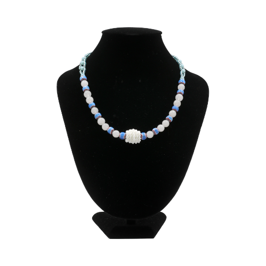 SARAWAK BEADS NECKLACE (BLUE & WHITE)