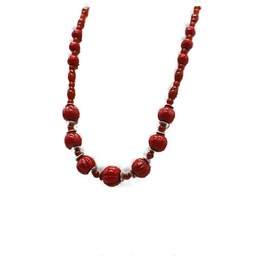 RED AGATE CERAMIC CLAY NECKLACE