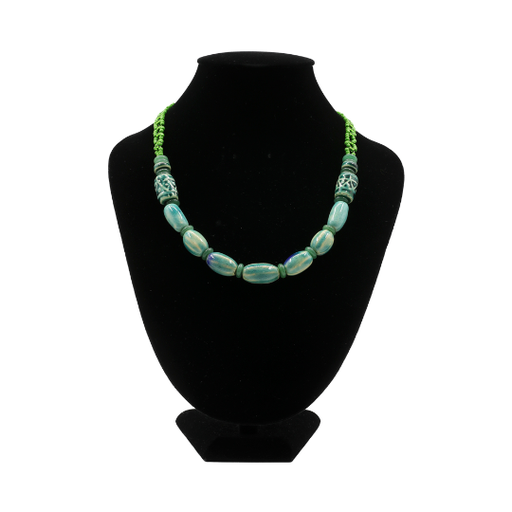 SARAWAK CERAMIC BEADS NECKLACE (GREEN)